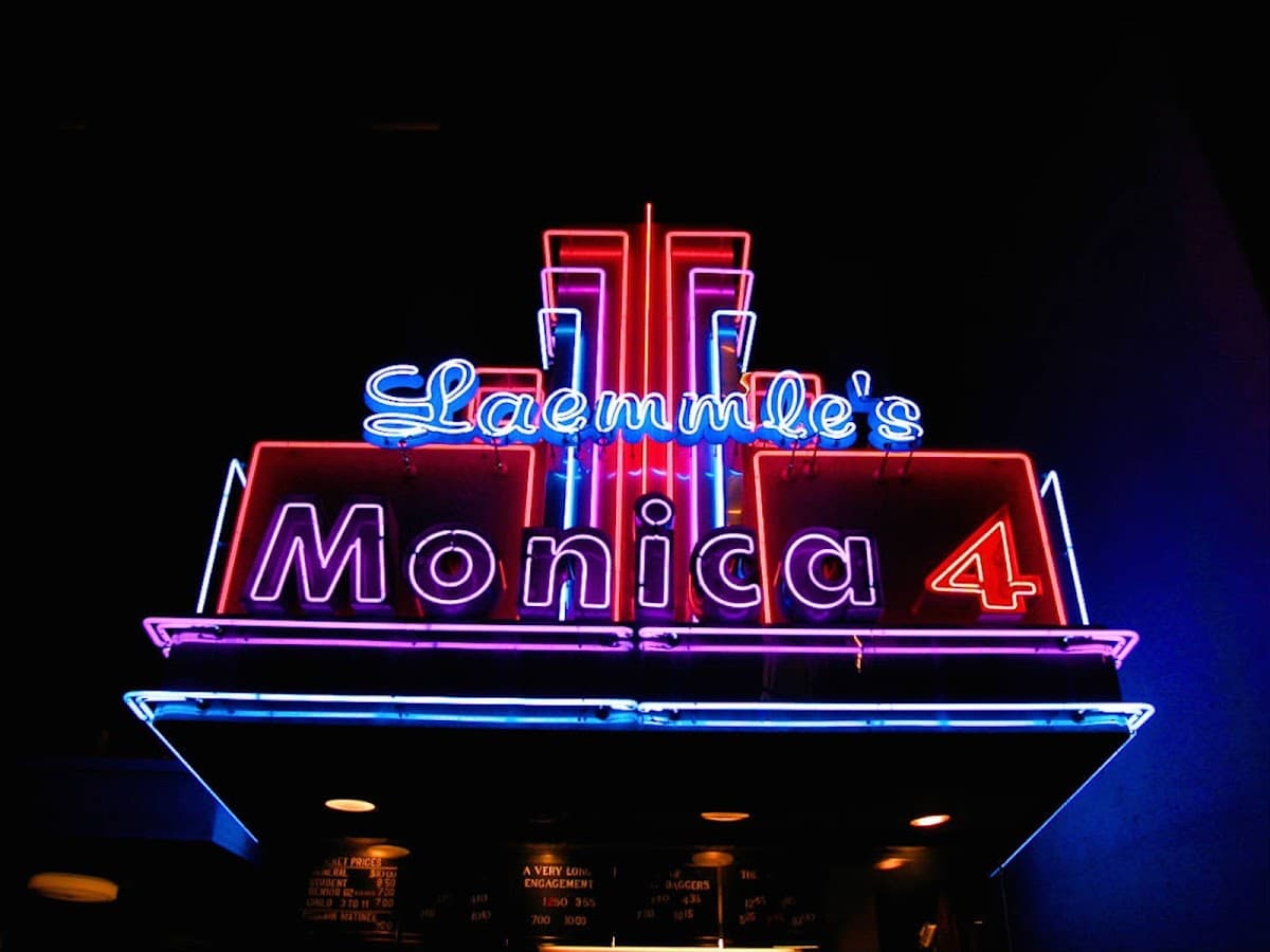Exterior or interior view of Laemmle Monica Film Center, an art house theater in Santa Monica, California. Photo: Photo via Google Maps