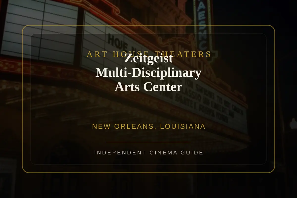 View of Zeitgeist Multi-Disciplinary Arts Center, an art house theater in Arabi, Louisiana