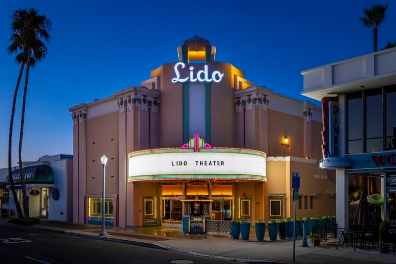 Exterior or interior view of The Lido Theater, an art house theater in Newport Beach, California